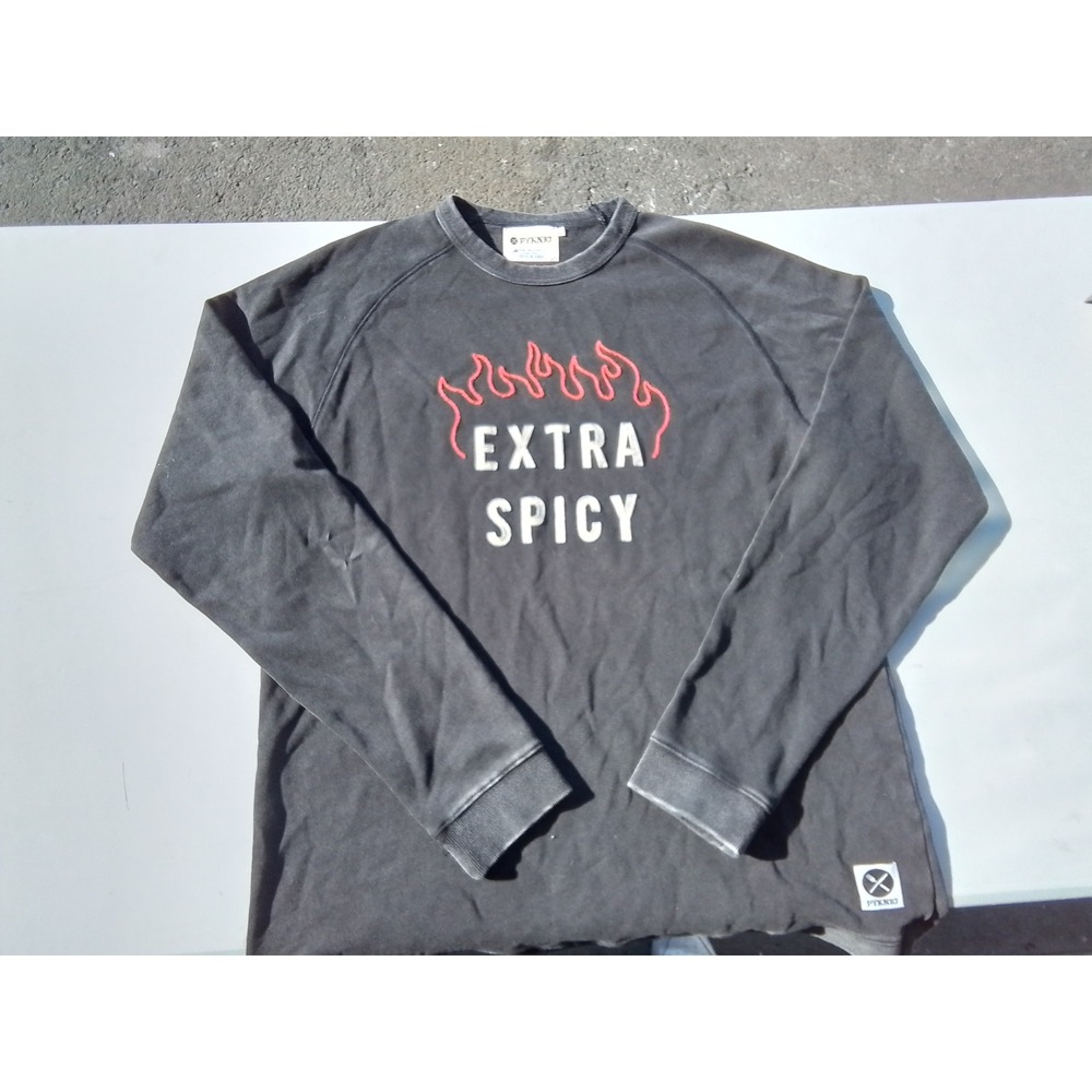 Pyknic Extra Spicy Faded Black Graphic Sweatshirt Mens 2X Raglan Crewneck